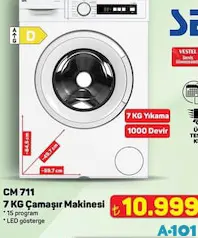 SEG CM 711 7 KG ÇAMAŞIR MAKİNESİ 1000 DEVİR fiyat ve kampanya bilgisi